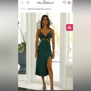 Green Cutout Beat Drop Midi Dress